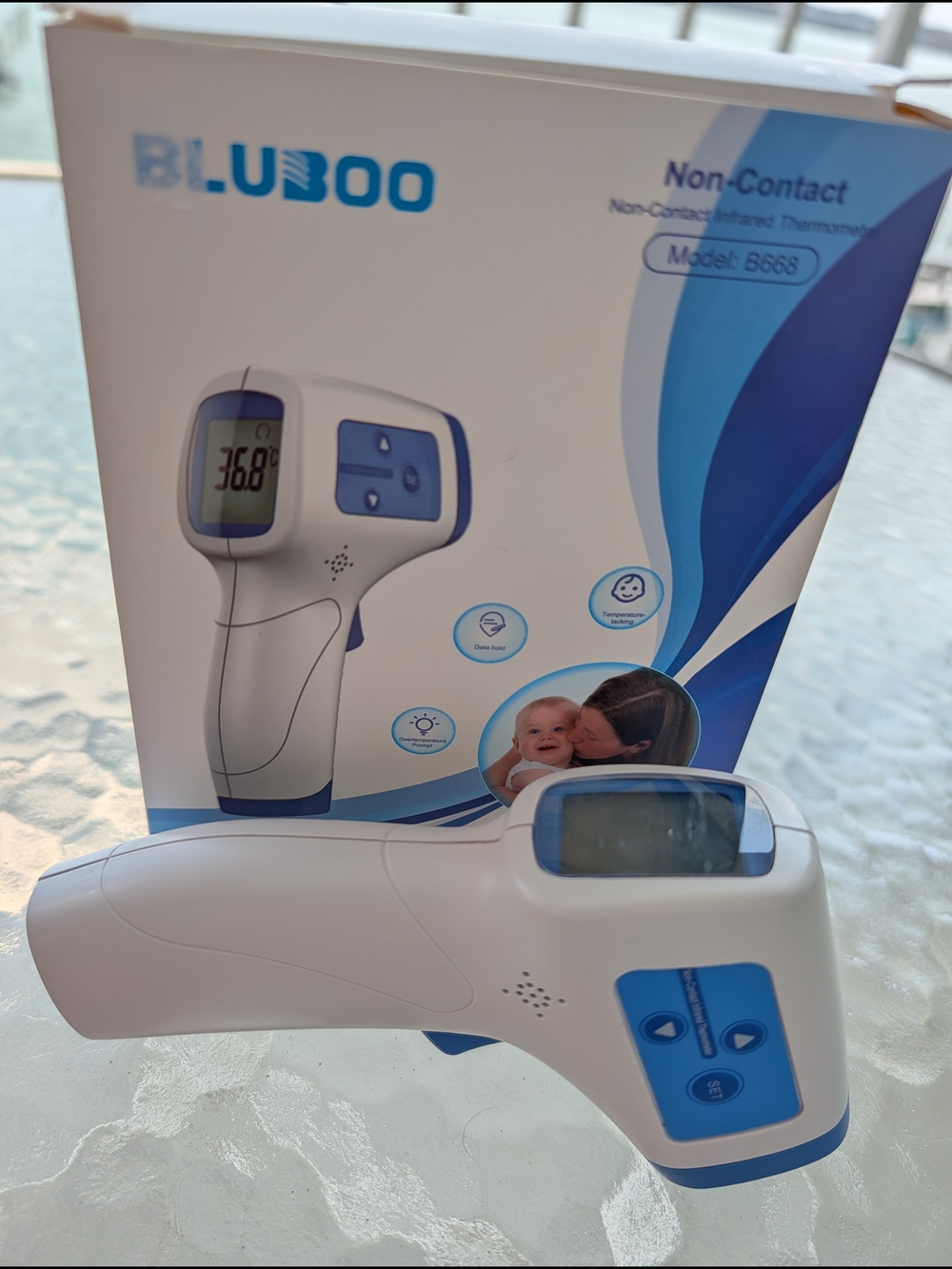 BLUBOO Non-Contact Infrared Thermometer - White & Blue